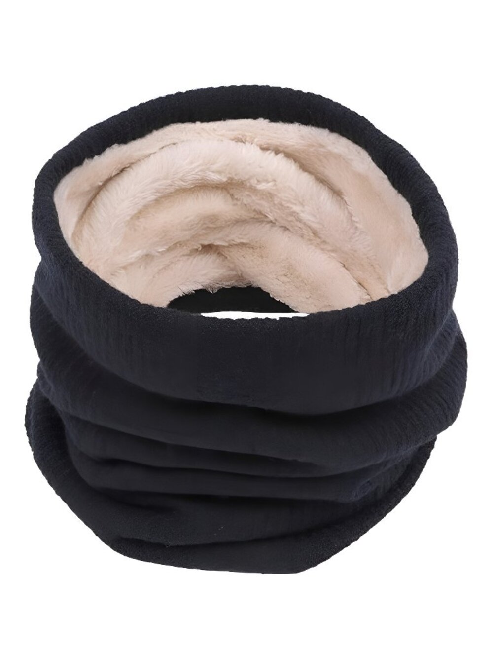 Infinity Scarf Winter Double-Layer Neck Warmer Knit Fleece Lined